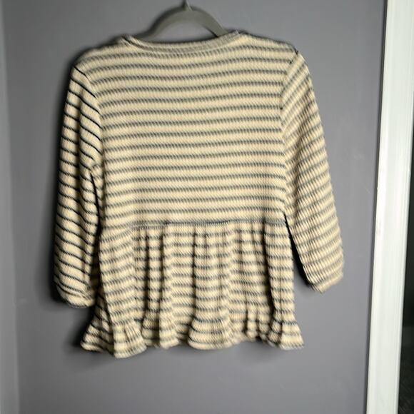 Ro & De Waffle Knit Peplum Top Crochet Sleeves Size Small - Picture 7 of 10